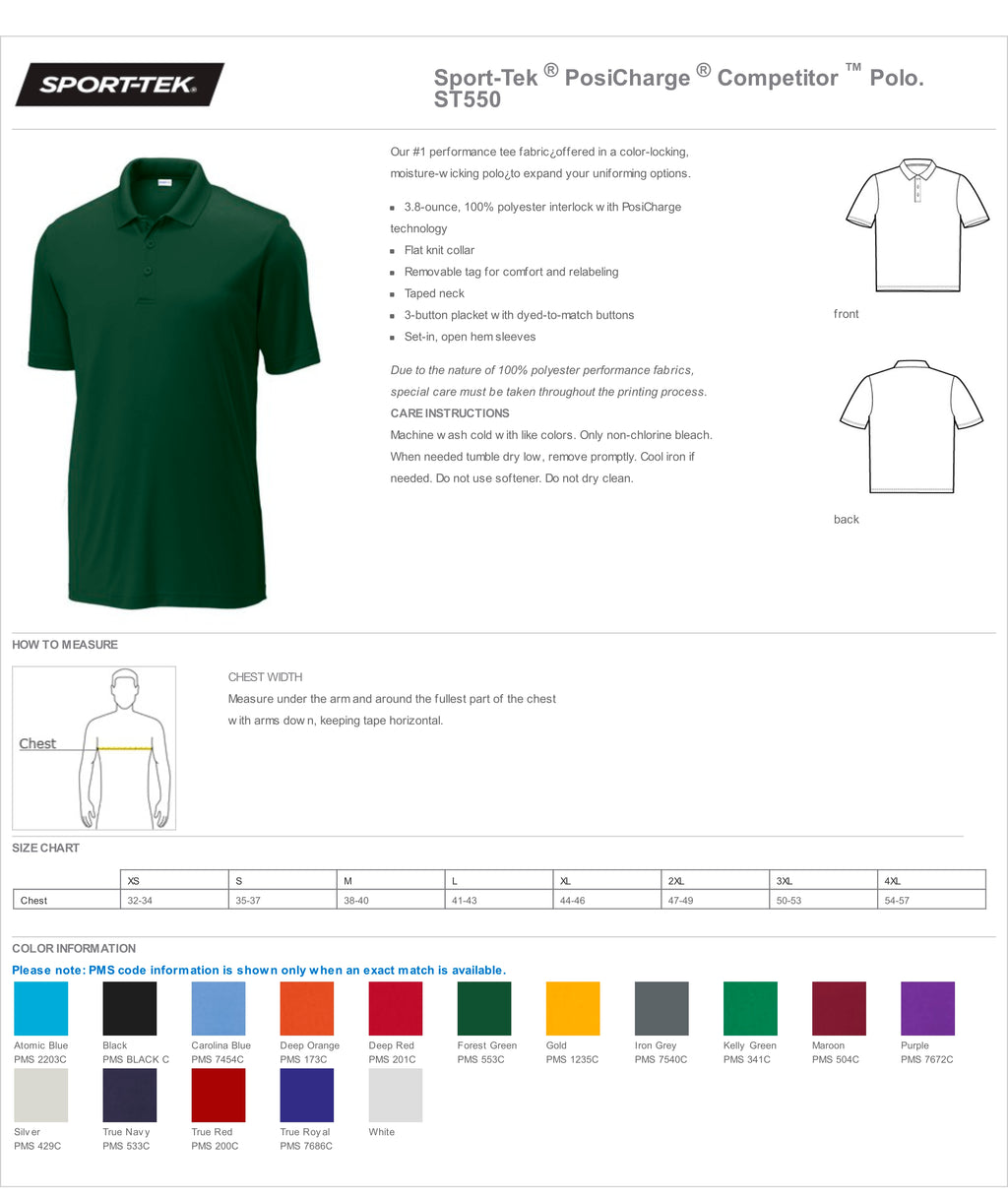 Men’s Custom Embroidered Sport-Tek® PosiCharge® Competitor™ Polo