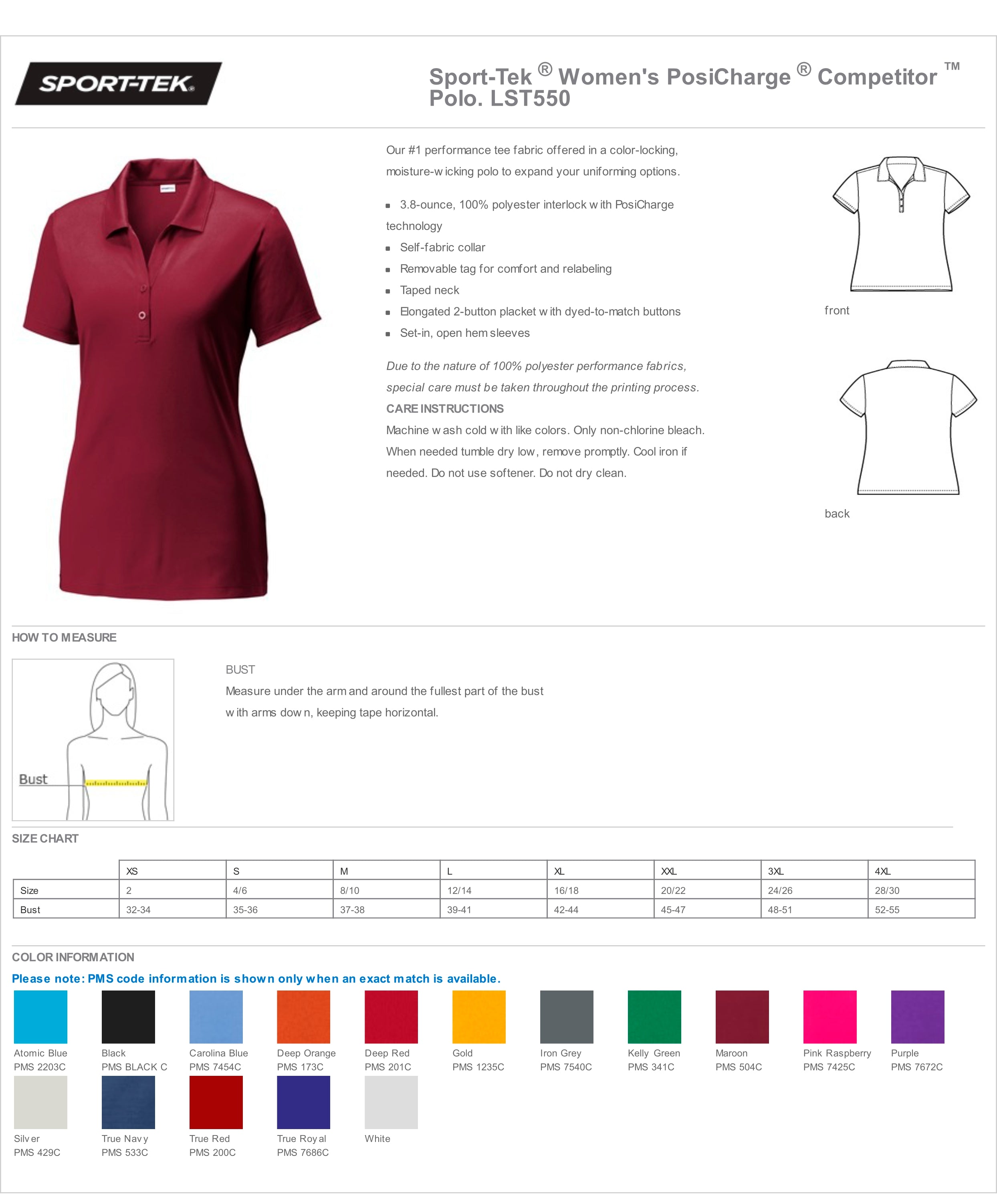 Female's Custom Embroidered Sport-Tek® PosiCharge® Competitor™ Polo